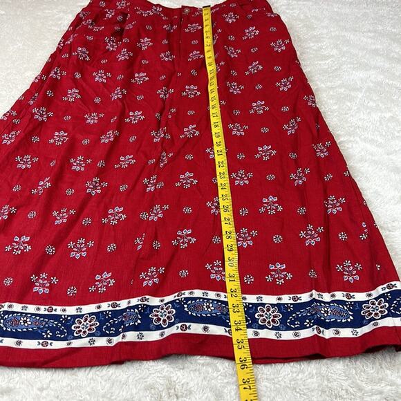 Crazy Horse Liz Claiborne Long linen skirt in red white and blue print, size 16W - Picture 2 of 7